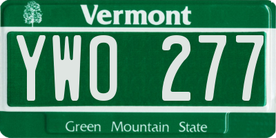VT license plate YWO277