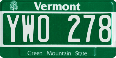 VT license plate YWO278