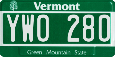 VT license plate YWO280