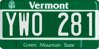 VT license plate YWO281