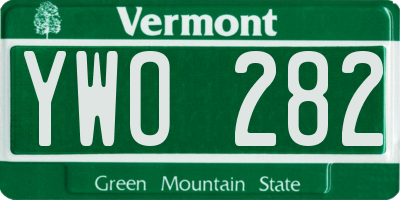 VT license plate YWO282