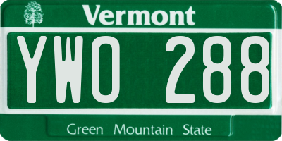 VT license plate YWO288