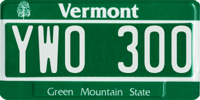 VT license plate YWO300