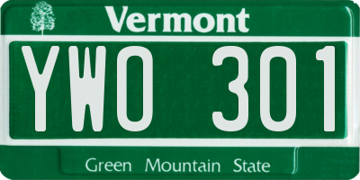 VT license plate YWO301