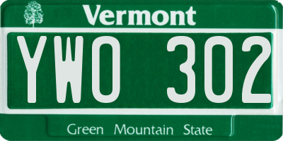 VT license plate YWO302