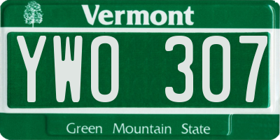 VT license plate YWO307