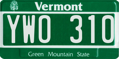 VT license plate YWO310