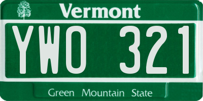 VT license plate YWO321