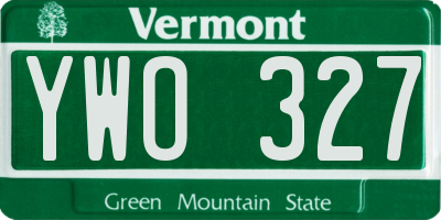 VT license plate YWO327