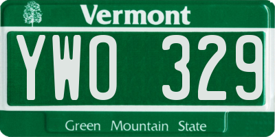 VT license plate YWO329