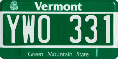 VT license plate YWO331