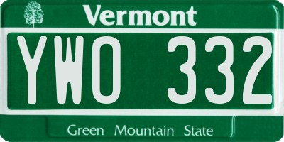 VT license plate YWO332