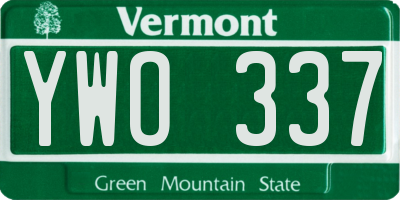 VT license plate YWO337