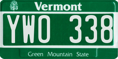 VT license plate YWO338