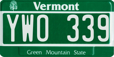 VT license plate YWO339