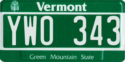 VT license plate YWO343