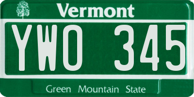 VT license plate YWO345
