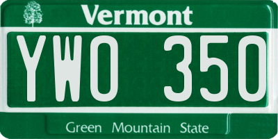 VT license plate YWO350