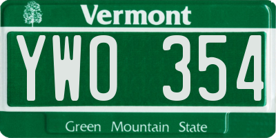 VT license plate YWO354