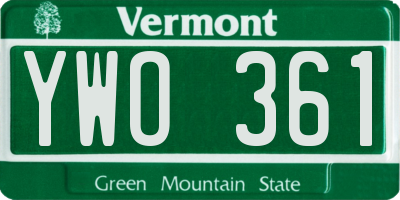 VT license plate YWO361