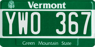 VT license plate YWO367