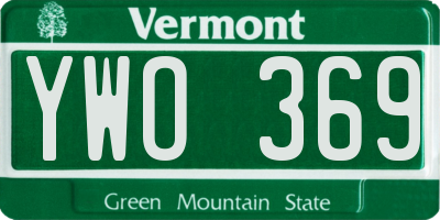 VT license plate YWO369
