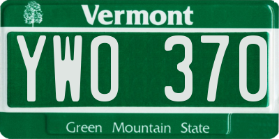 VT license plate YWO370