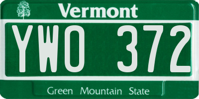 VT license plate YWO372