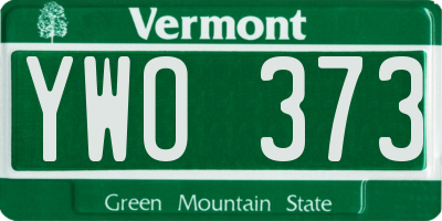 VT license plate YWO373