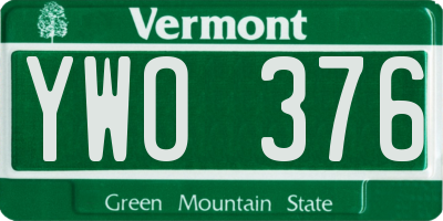 VT license plate YWO376