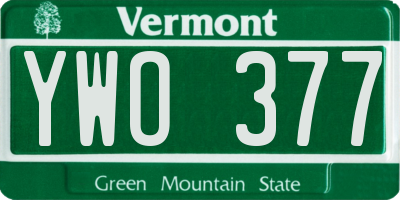 VT license plate YWO377