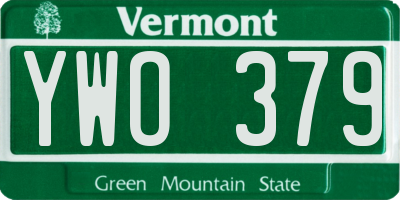 VT license plate YWO379