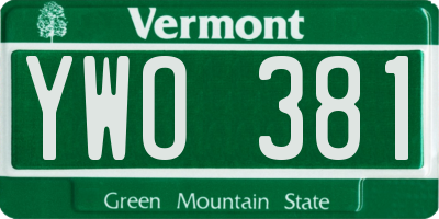 VT license plate YWO381
