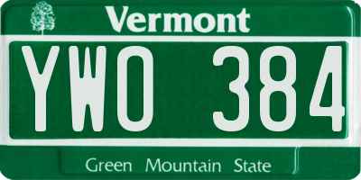 VT license plate YWO384
