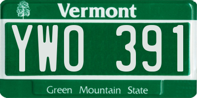 VT license plate YWO391