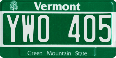 VT license plate YWO405