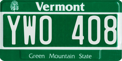 VT license plate YWO408