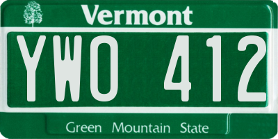VT license plate YWO412