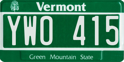 VT license plate YWO415