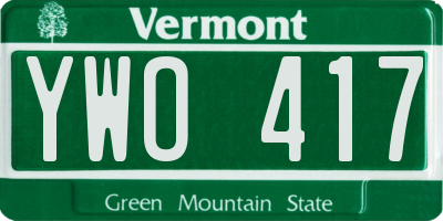 VT license plate YWO417