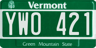 VT license plate YWO421
