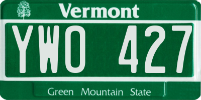 VT license plate YWO427