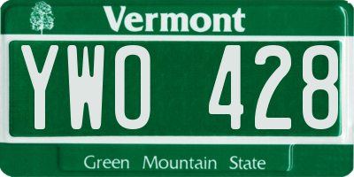 VT license plate YWO428