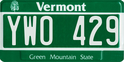 VT license plate YWO429