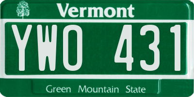 VT license plate YWO431
