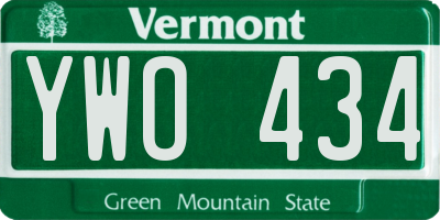 VT license plate YWO434