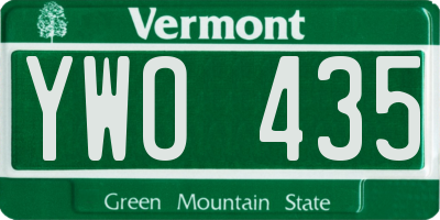 VT license plate YWO435