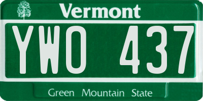 VT license plate YWO437