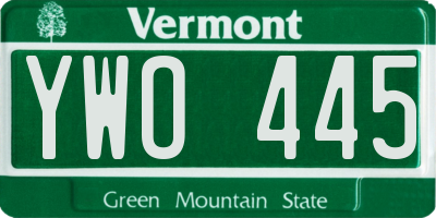 VT license plate YWO445