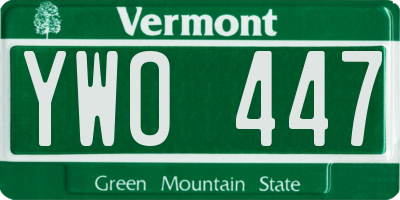 VT license plate YWO447